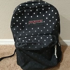 Jansport black with polka dots backpack